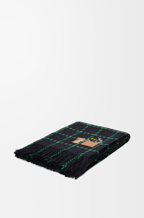 LOEWE Manta Bunny en mezcla de lana y cashmere Verde Oscuro/Marino plp_rd