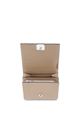 LOEWE Anagram compact flap wallet in pebble grain calfskin Sand
