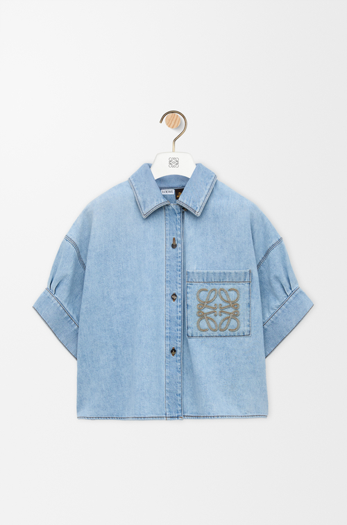 LOEWE Short sleeve shirt in denim Washed Blue