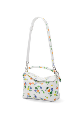 LOEWE Small Flower Puzzle Edge bag in satin calfskin White/Multicolor