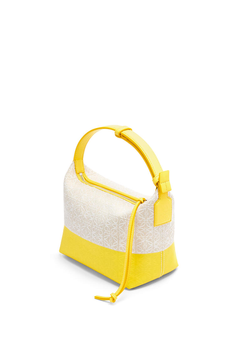 LOEWE Small Cubi bag in coated jacquard and calfskin Ecru/Lemon pdp_rd