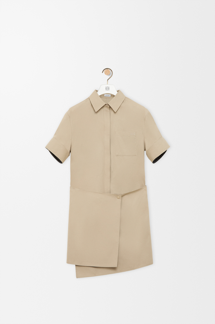 LOEWE Dress in cotton and silk Beige