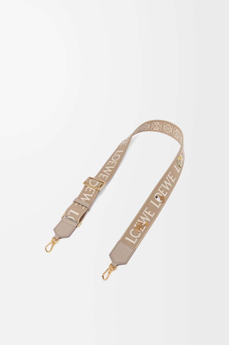 LOEWE 提花和牛皮革小兔 Anagram 肩带 沙色