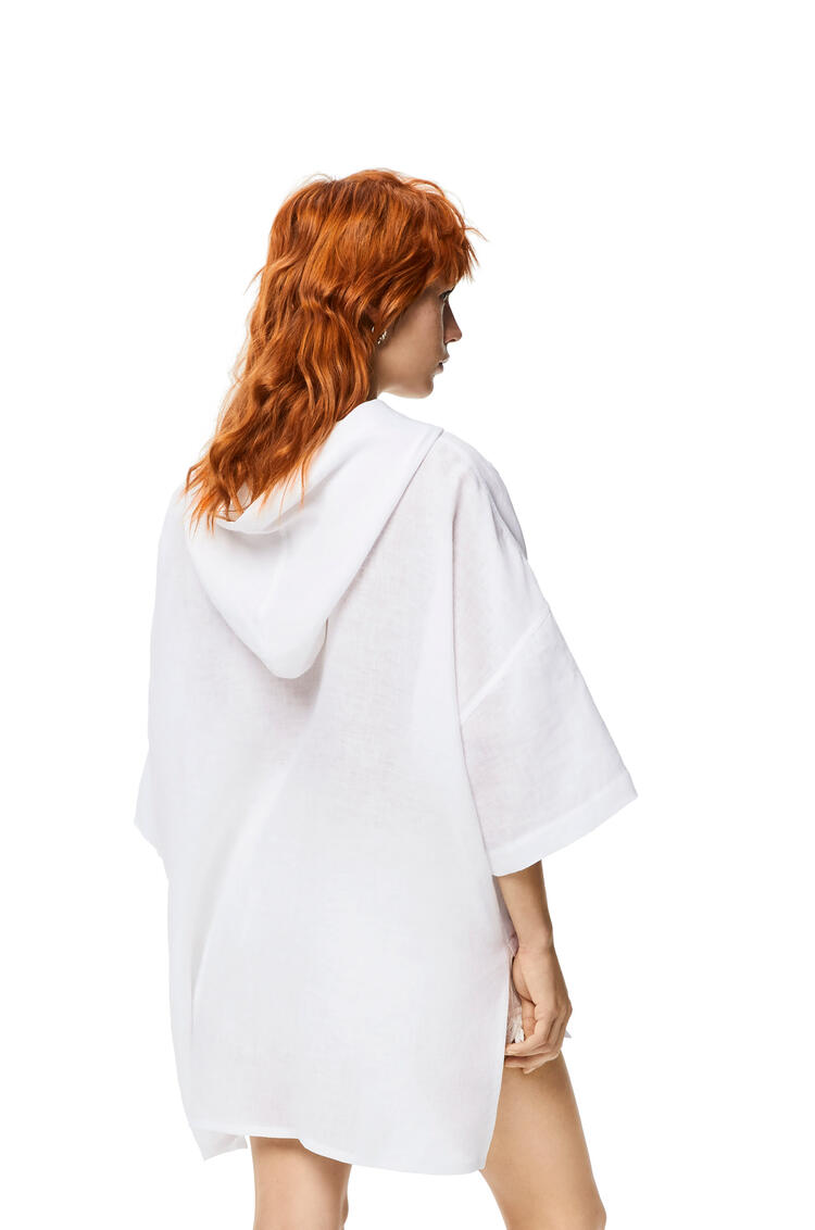 LOEWE Palm print hooded shirt in linen White
