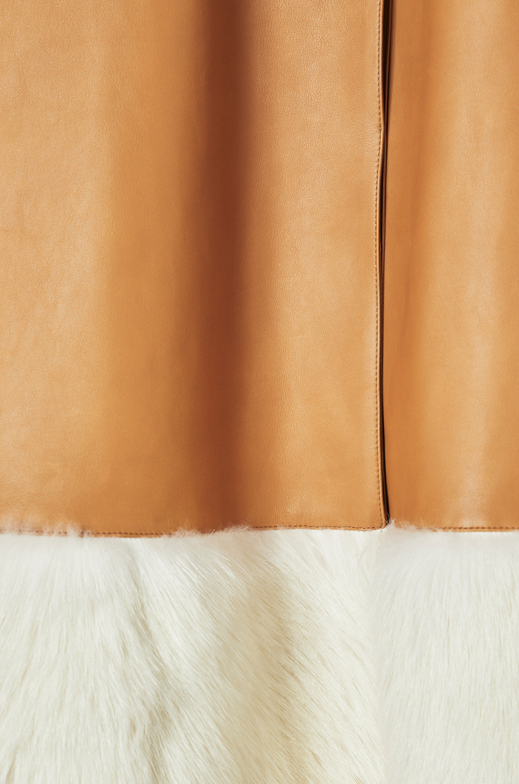 LOEWE SHEARLING TRIM COAT Camel/White