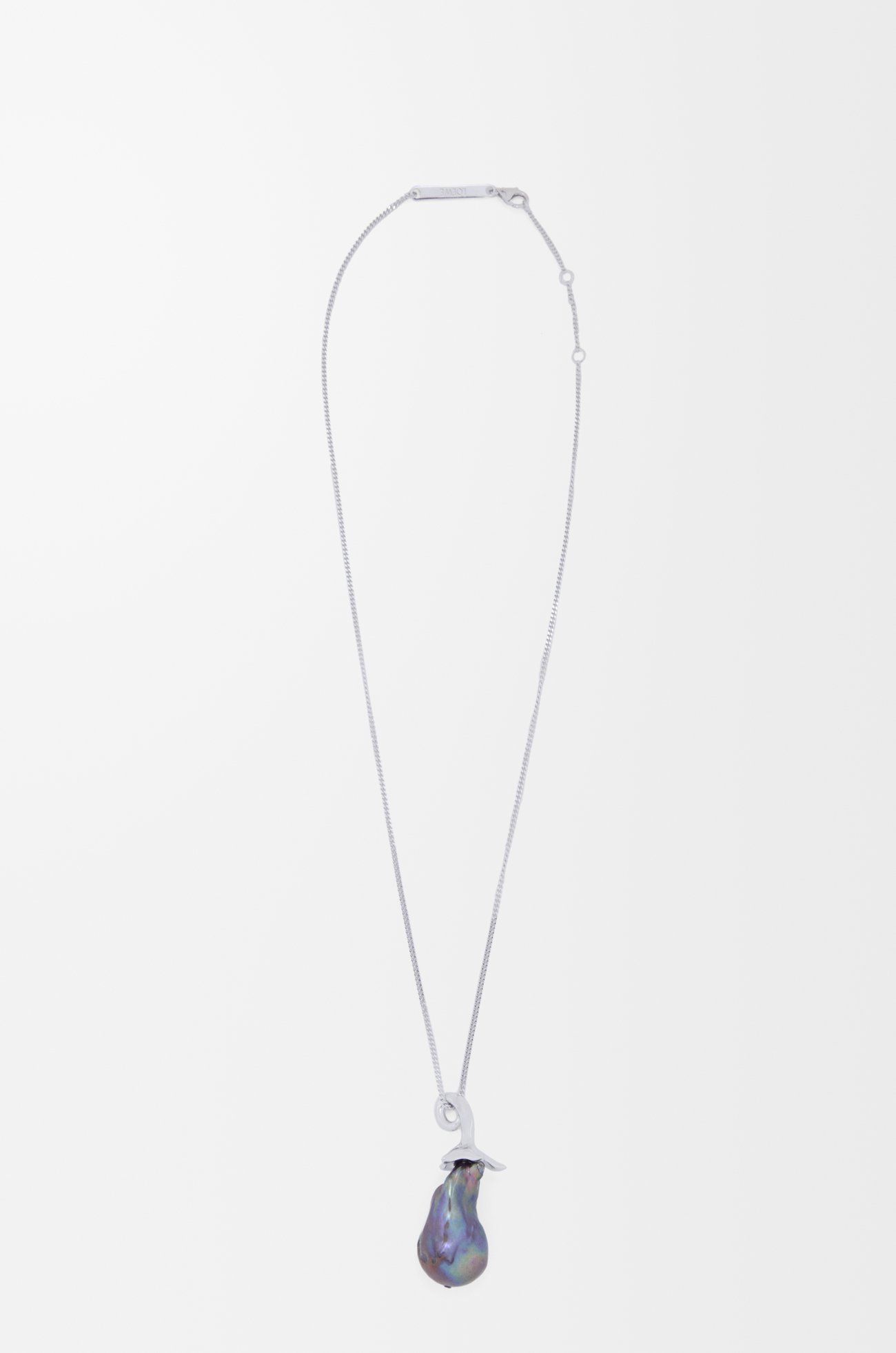LOEWE Aubergine necklace in sterling silver and pearl Silver/Purple