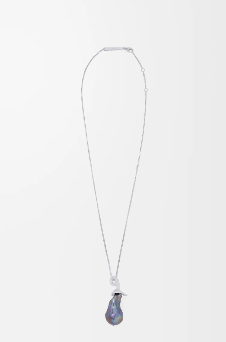 LOEWE Aubergine necklace in sterling silver and pearl Silver/Purple