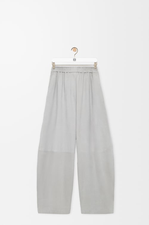 LOEWE Barrel trousers in suede goatskin Light Grey