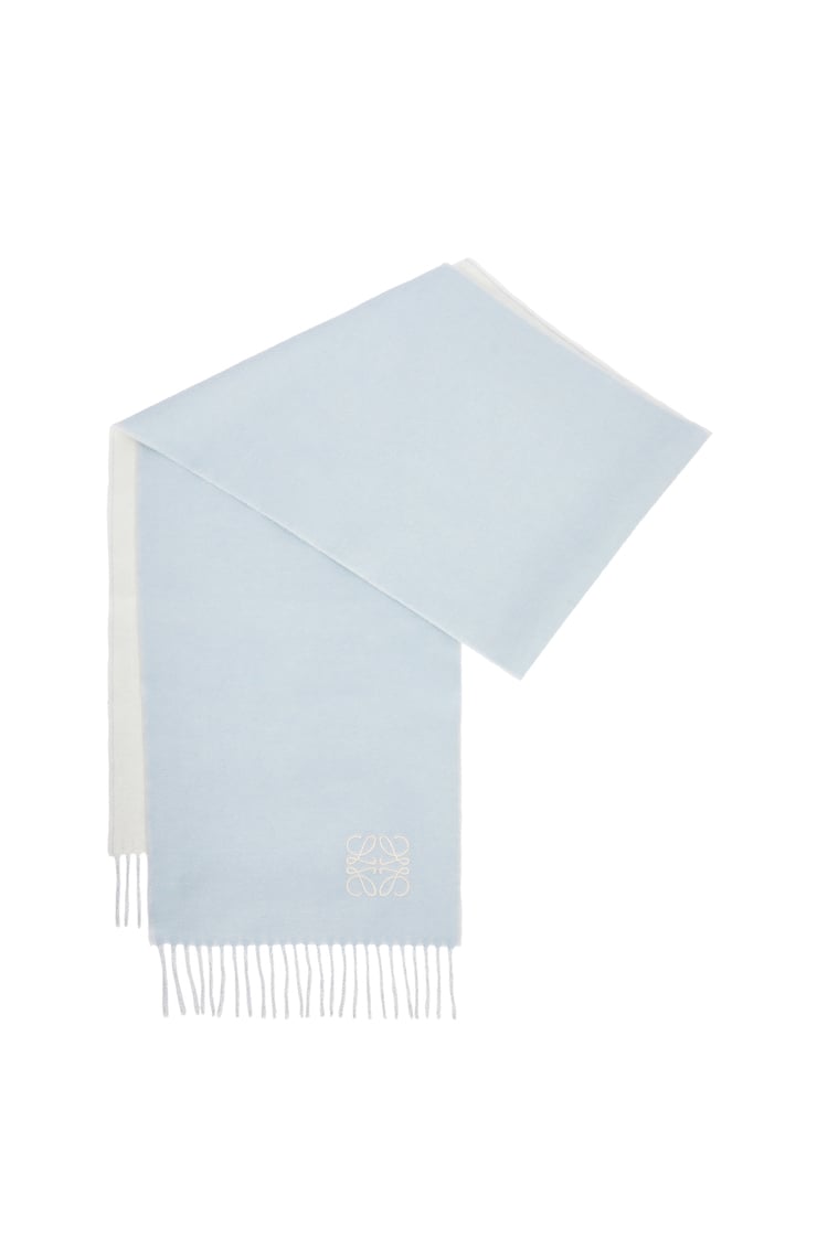 LOEWE Scarf in wool and cashmere Light Blue/White