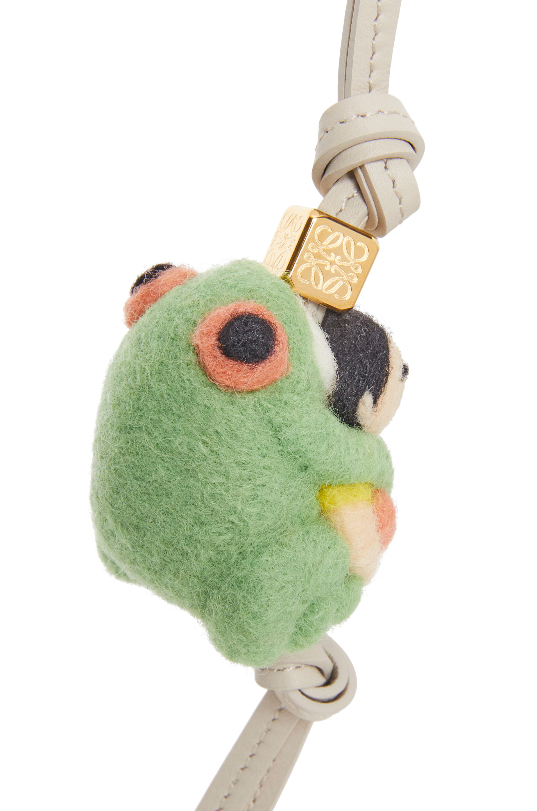 Frog with Kid charm in felt and calfskin Multicolor LOEWE