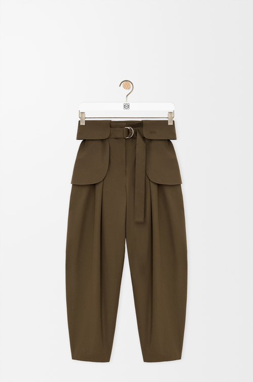 LOEWE Pantalón cargo en algodón y seda Verde Caqui