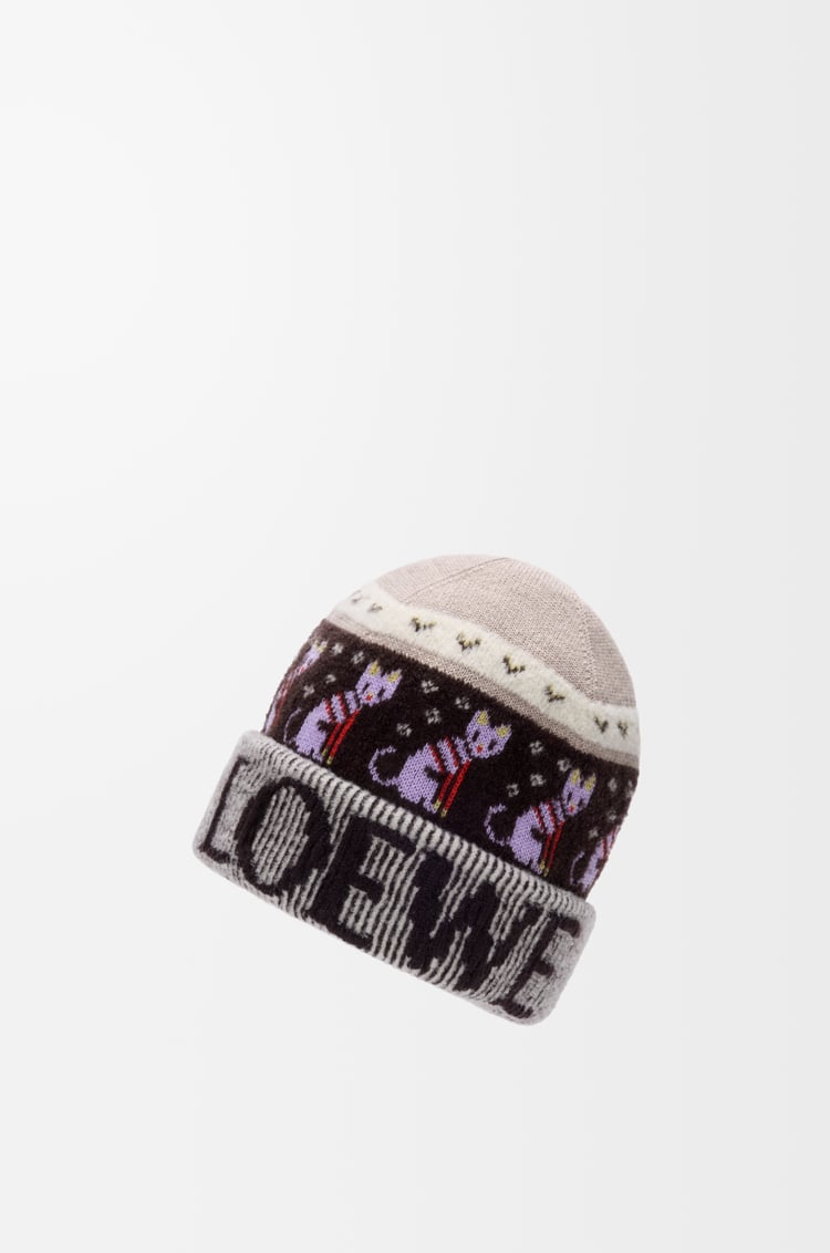 LOEWE Beanie in wool blend Beige/Multicolor