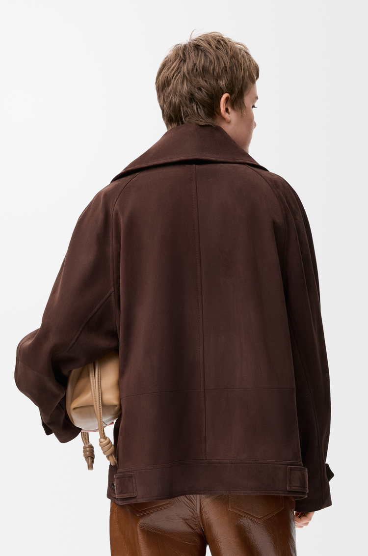 LOEWE Bow jacket in suede goatskin 棕色