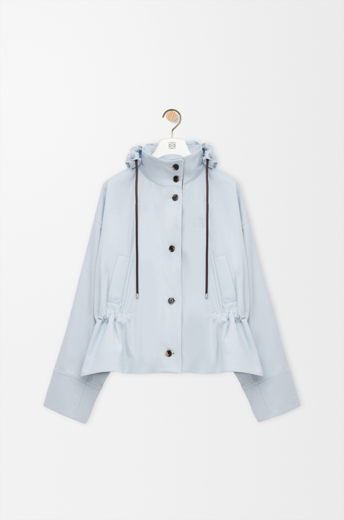 LOEWE フーデッド ジャケット（コットン&シルク） ブルー