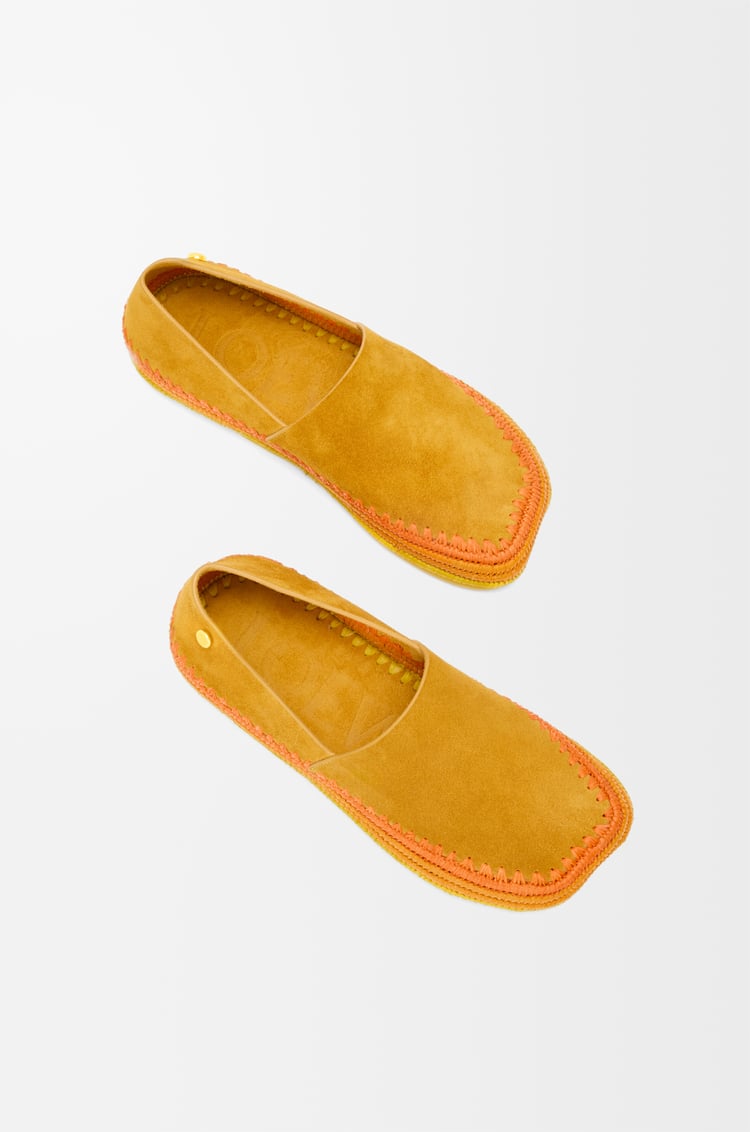 LOEWE Slipper Rio en ante y rafia Naranja