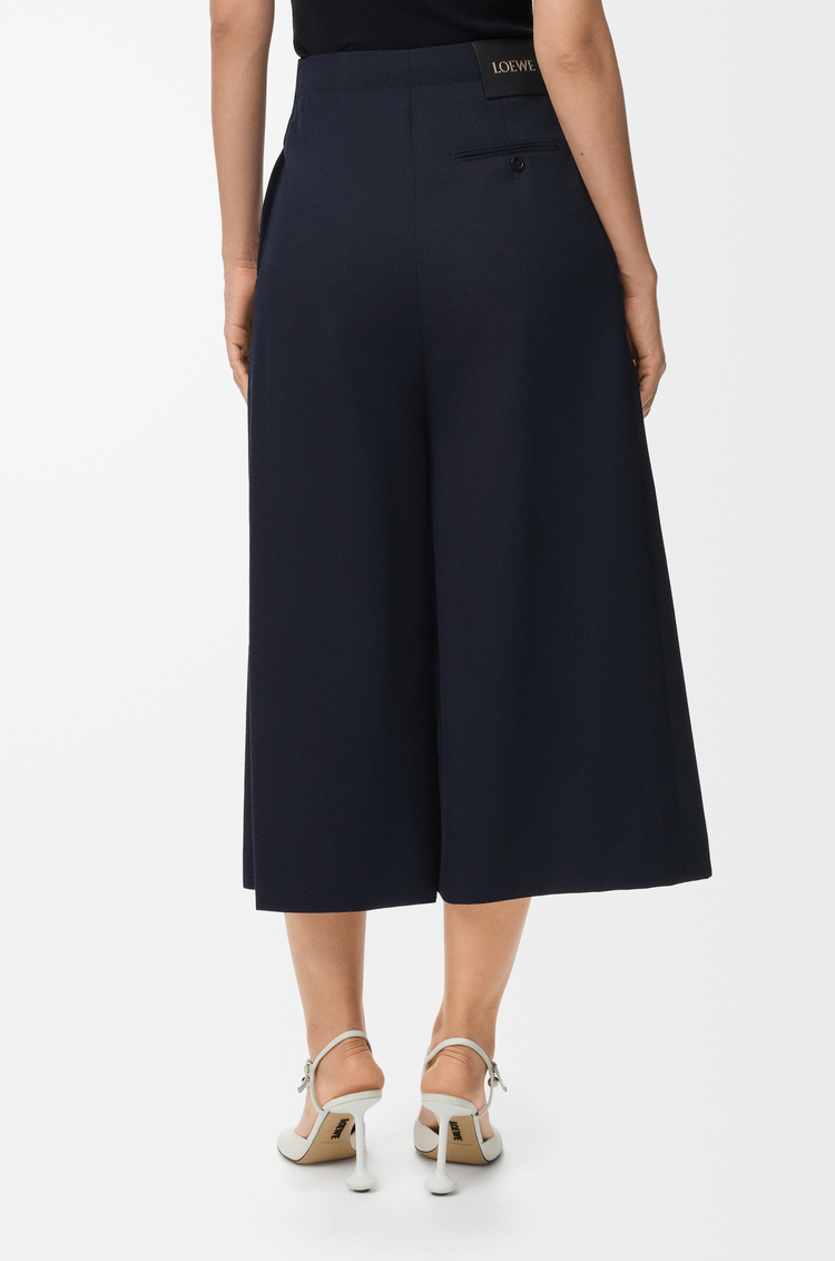 LOEWE Pantalón cropped con cinturón en lana Azul Marino