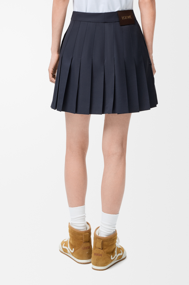LOEWE プリーツ ミニ スカート（コットンブレンド） ネイビーブルー