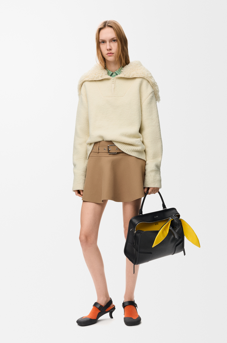 LOEWE Jersey con cremallera en mezcla de lana Crudo