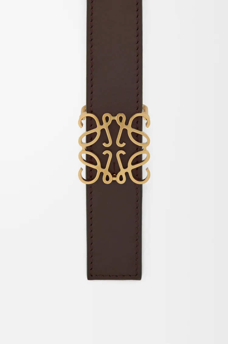 LOEWE Cinturón reversible Anagram en piel de ternera lisa Brownie Oscuro/Arcilla