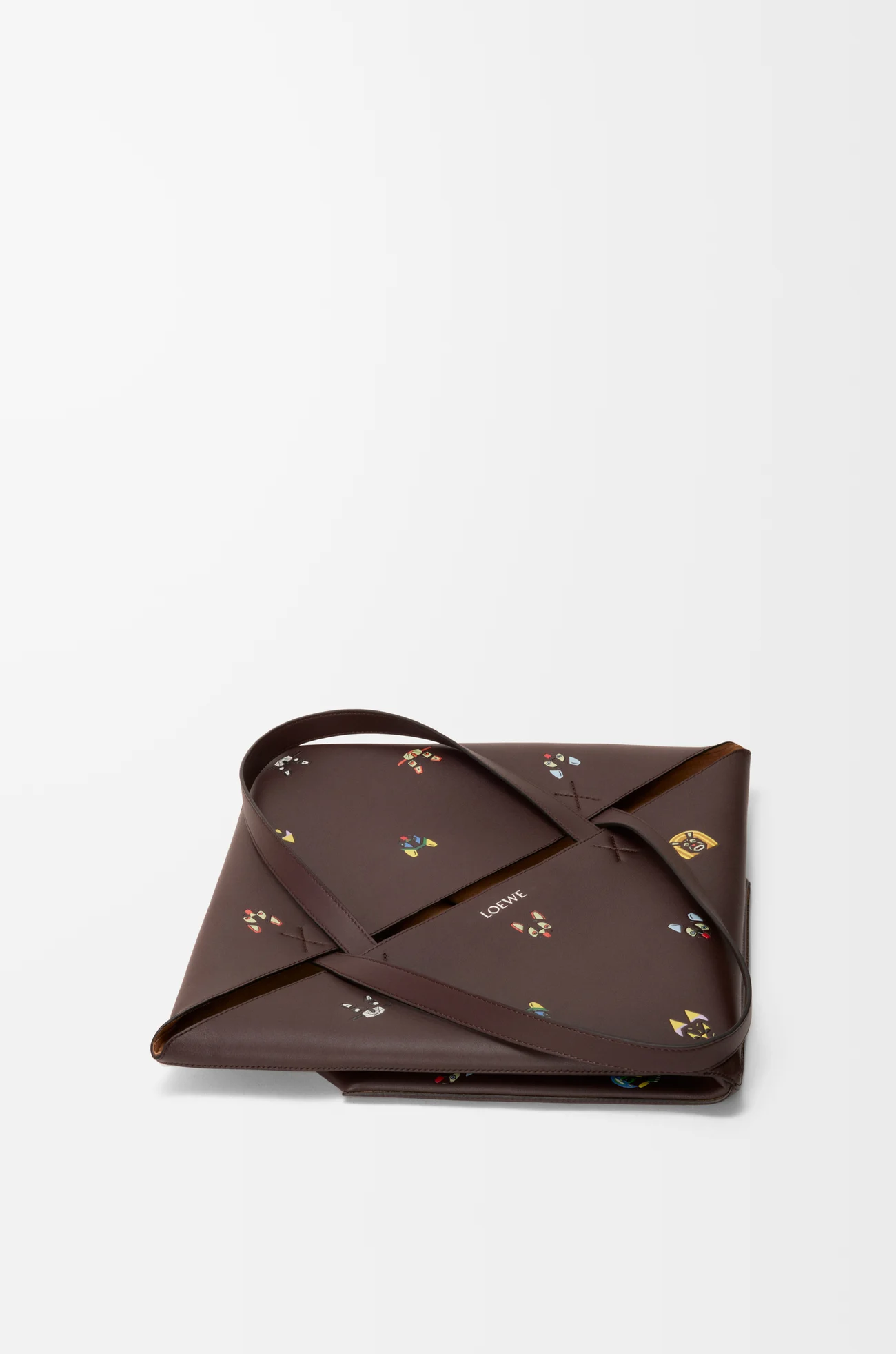 LOEWE Bolso Puzzle Fold tote Cats XL en piel napa de ternera Marrón
