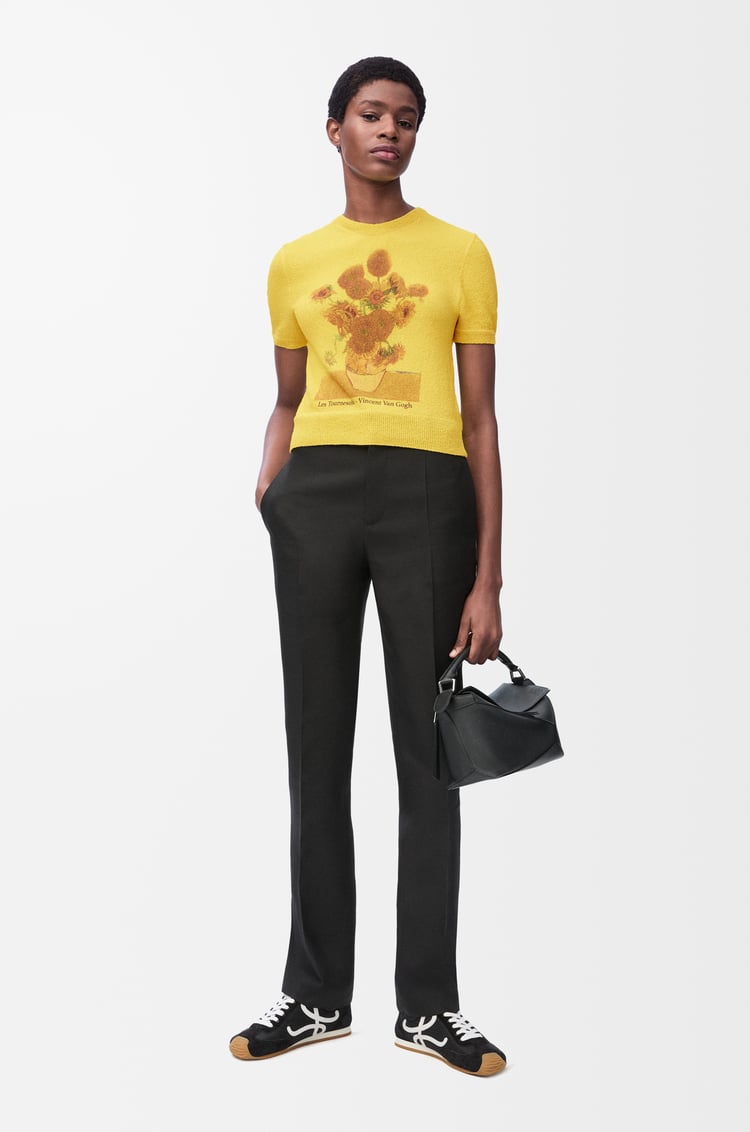 LOEWE 棉質混紡短袖套頭衫 黃色
