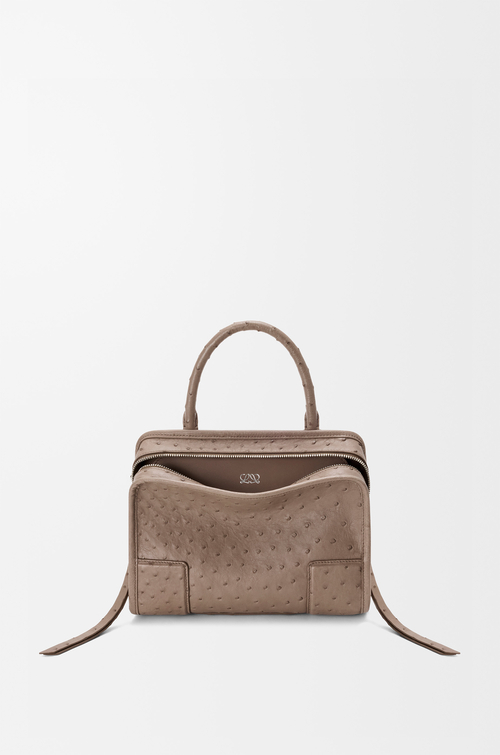 LOEWE Petit sac Amazona 180 en cuir d'autruche Taupe Foncé