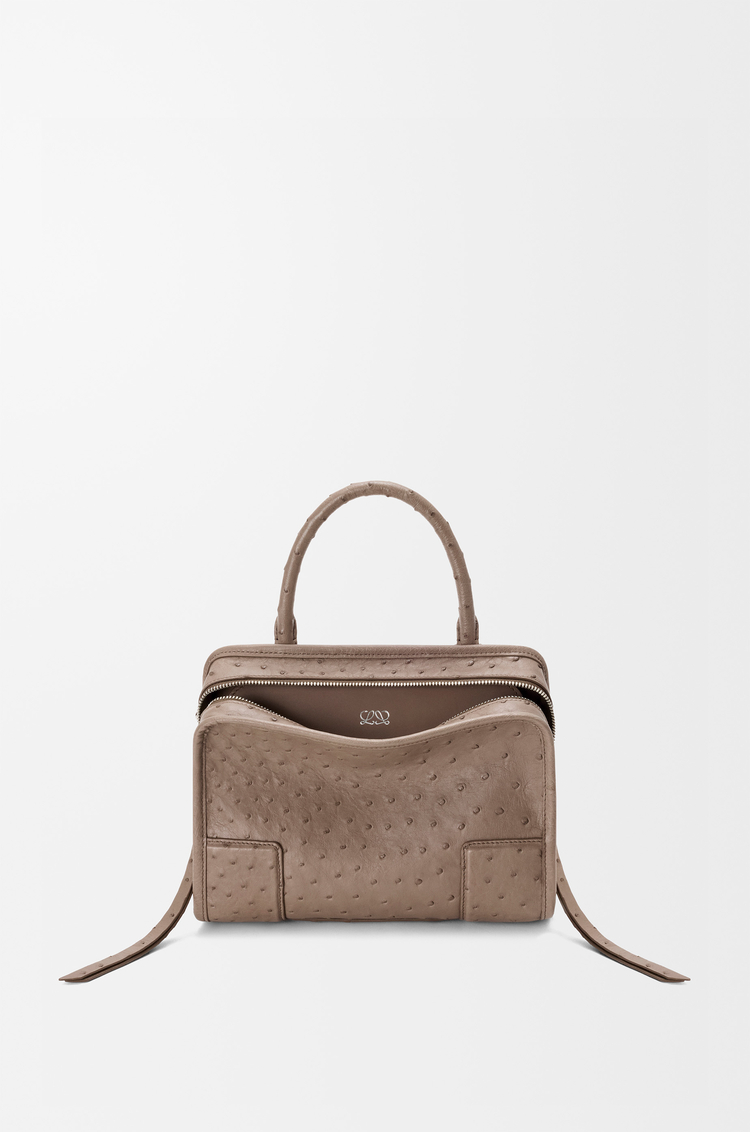 LOEWE Petit sac Amazona 180 en cuir d'autruche Taupe Foncé