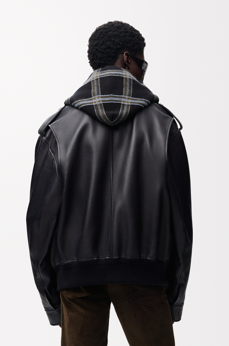 LOEWE Hooded jacket in nappa lambskin Navy Blue
