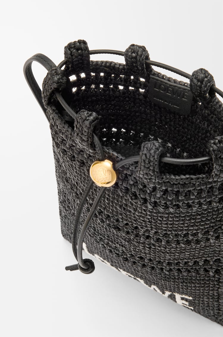 LOEWE Drawstring pocket in raffia  Black