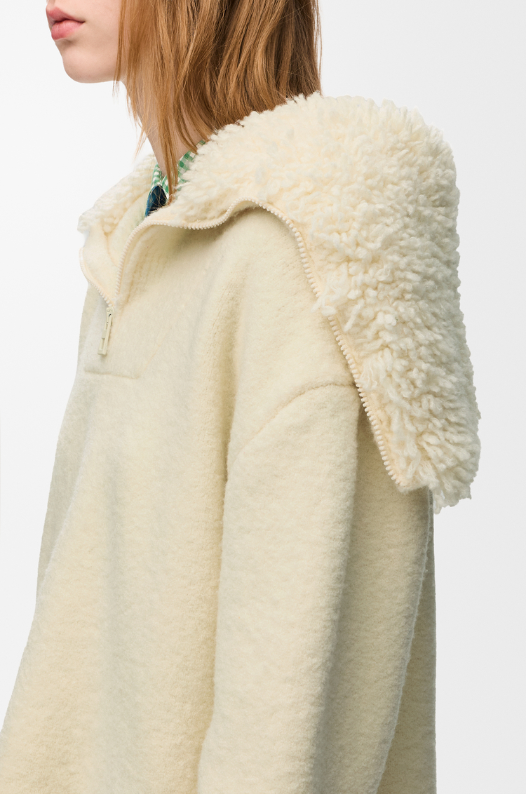 LOEWE Jersey con cremallera en mezcla de lana Crudo