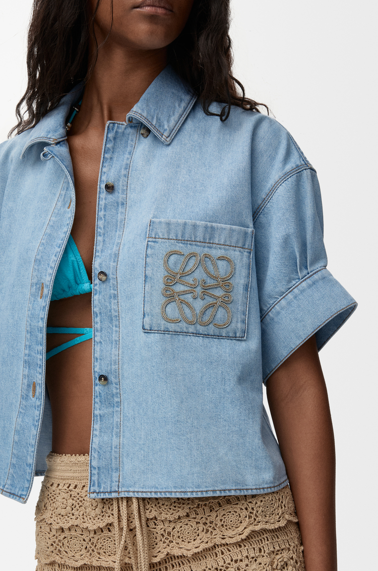 LOEWE Short sleeve shirt in denim Washed Blue
