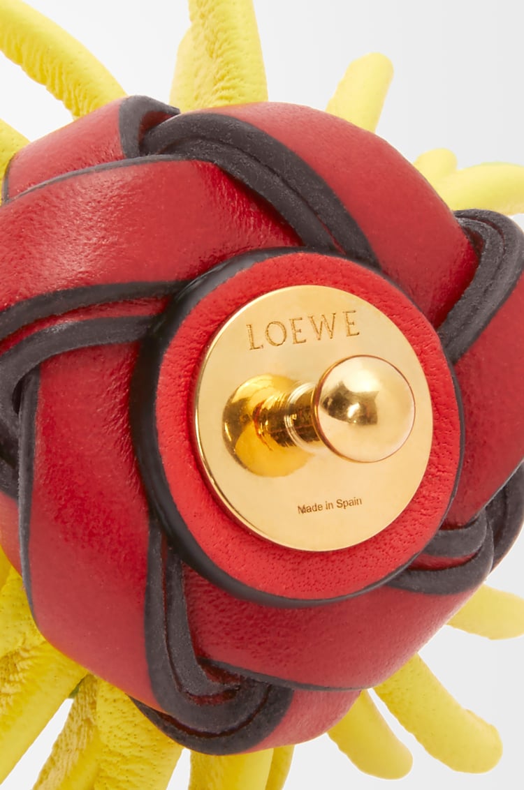 LOEWE Cactus stud flower in classic calfskin Red/Yellow