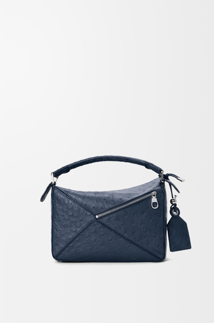 LOEWE フェザーライト パズルバッグ スモール（オーストリッチ） ディープネイビー