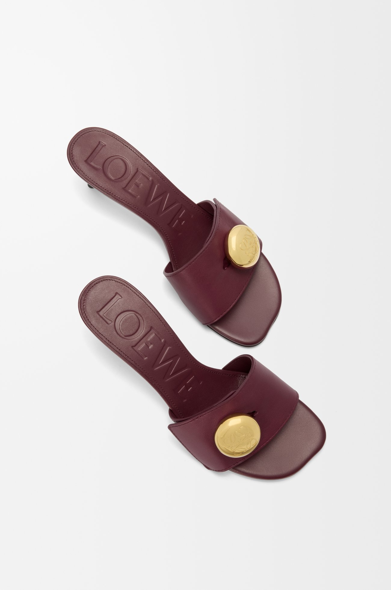LOEWE Pebble slide in soft calfskin Burgundy