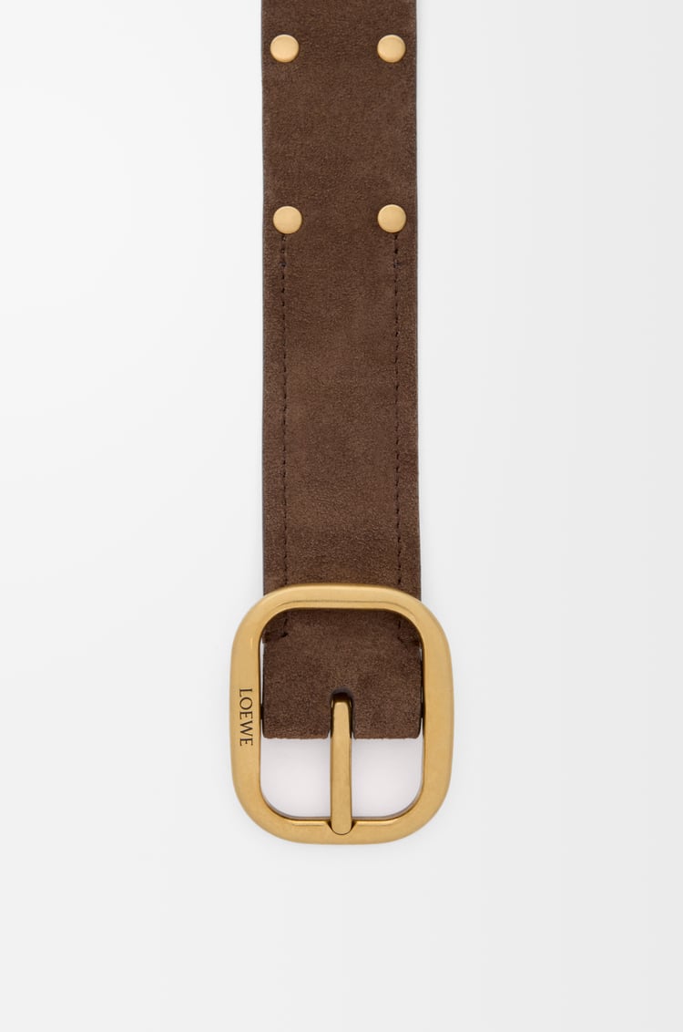 LOEWE Cinturón curvilíneo en ante de piel de ternera Madera/Oro Vintage