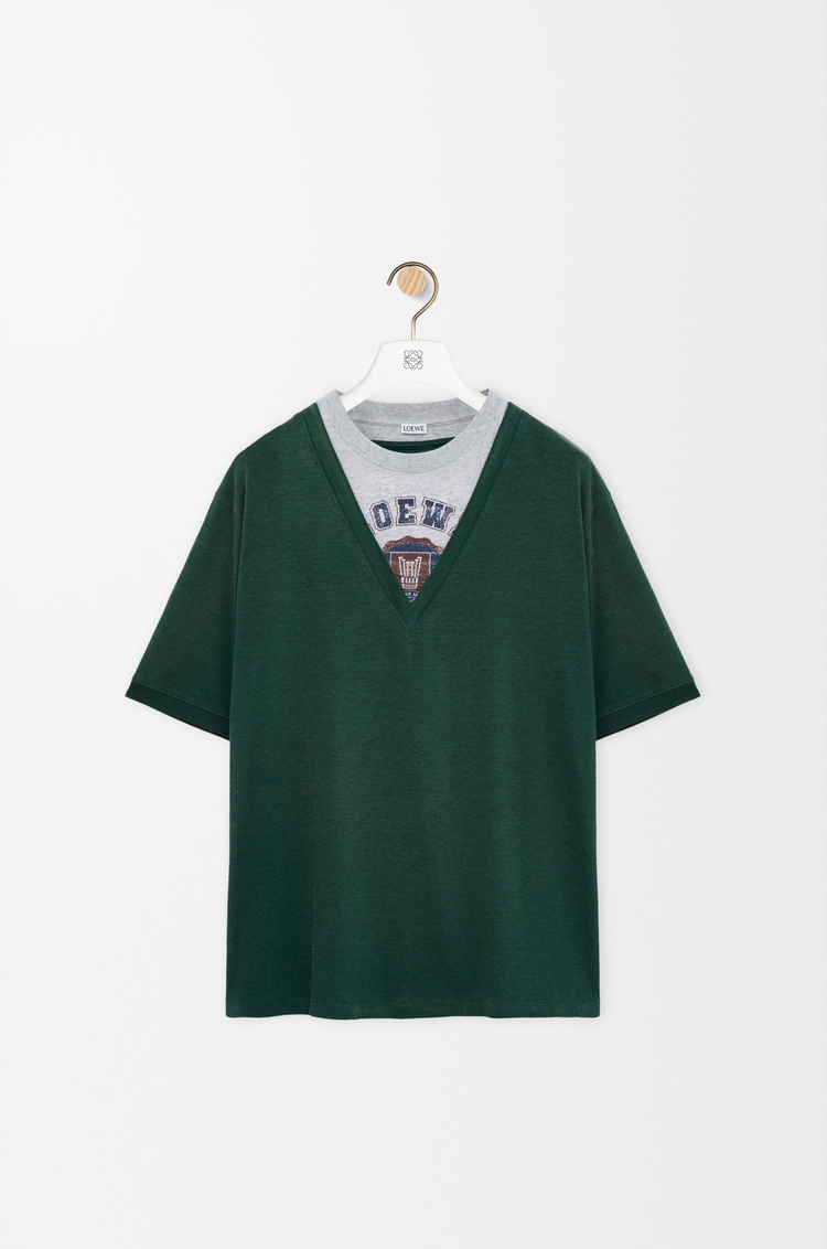 LOEWE ルーズフィット Tシャツ（コットンブレンド） green/grey