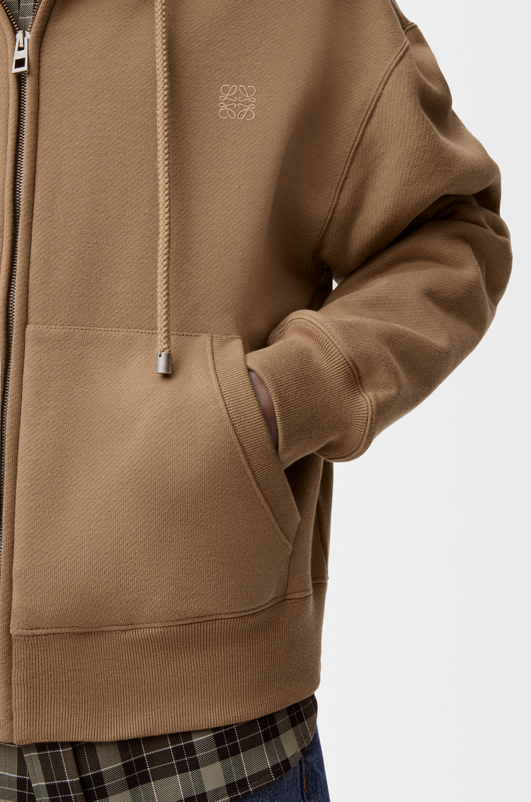 LOEWE Zip-up hoodie in cotton Beige/Blue