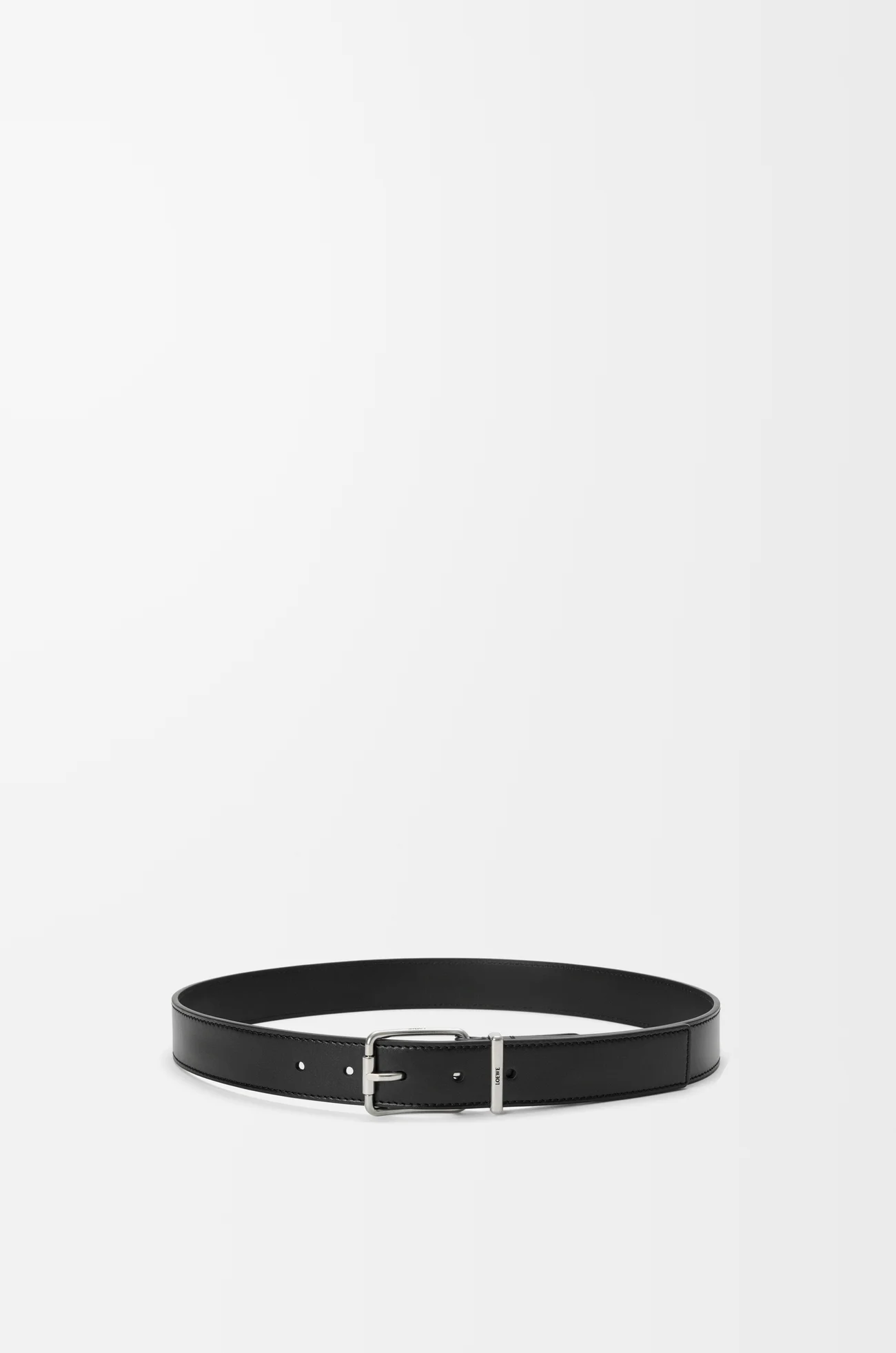 LOEWE Essential belt in shiny sleek calfskin Black/Vintage Palladium