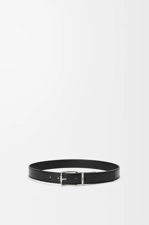 LOEWE Essential belt in shiny sleek calfskin Black/Vintage Palladium