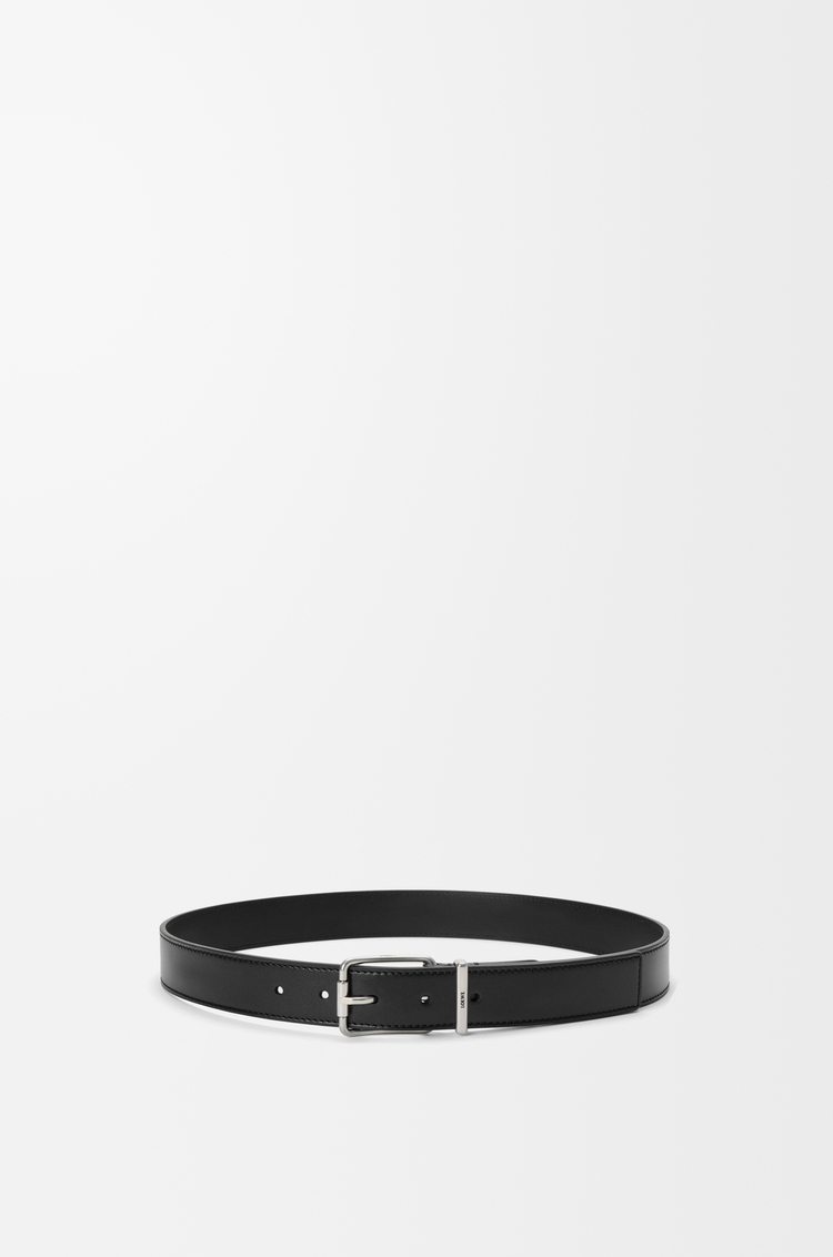 LOEWE Essential belt in shiny sleek calfskin Black/Vintage Palladium