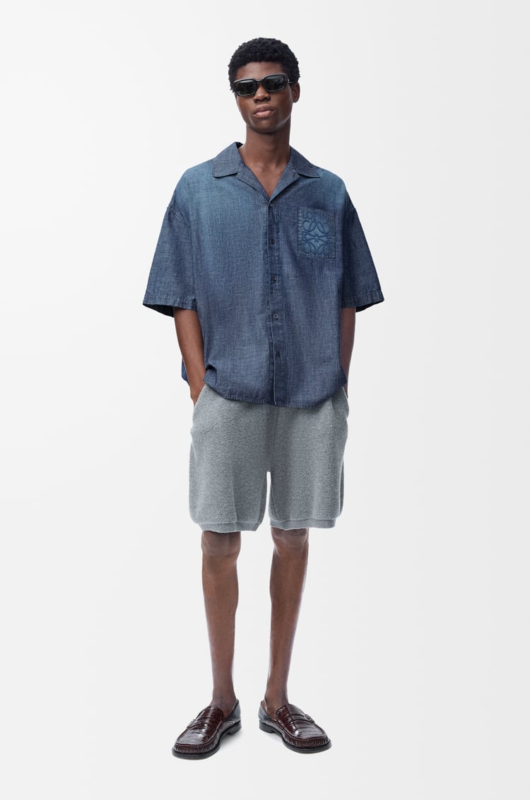 LOEWE Short sleeve shirt in cotton Washed Blue