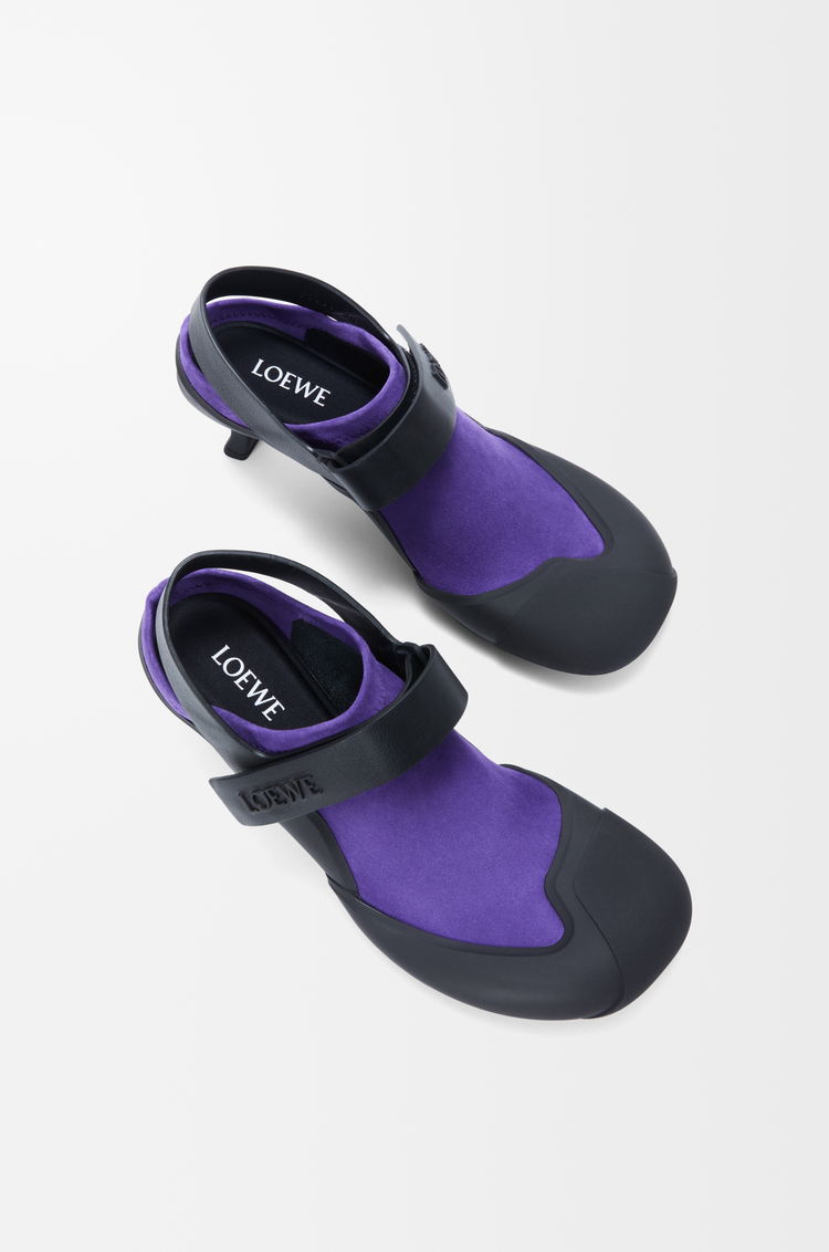 LOEWE Zapato de salón destalonado Dive en ante elástico Morado Intenso/Negro
