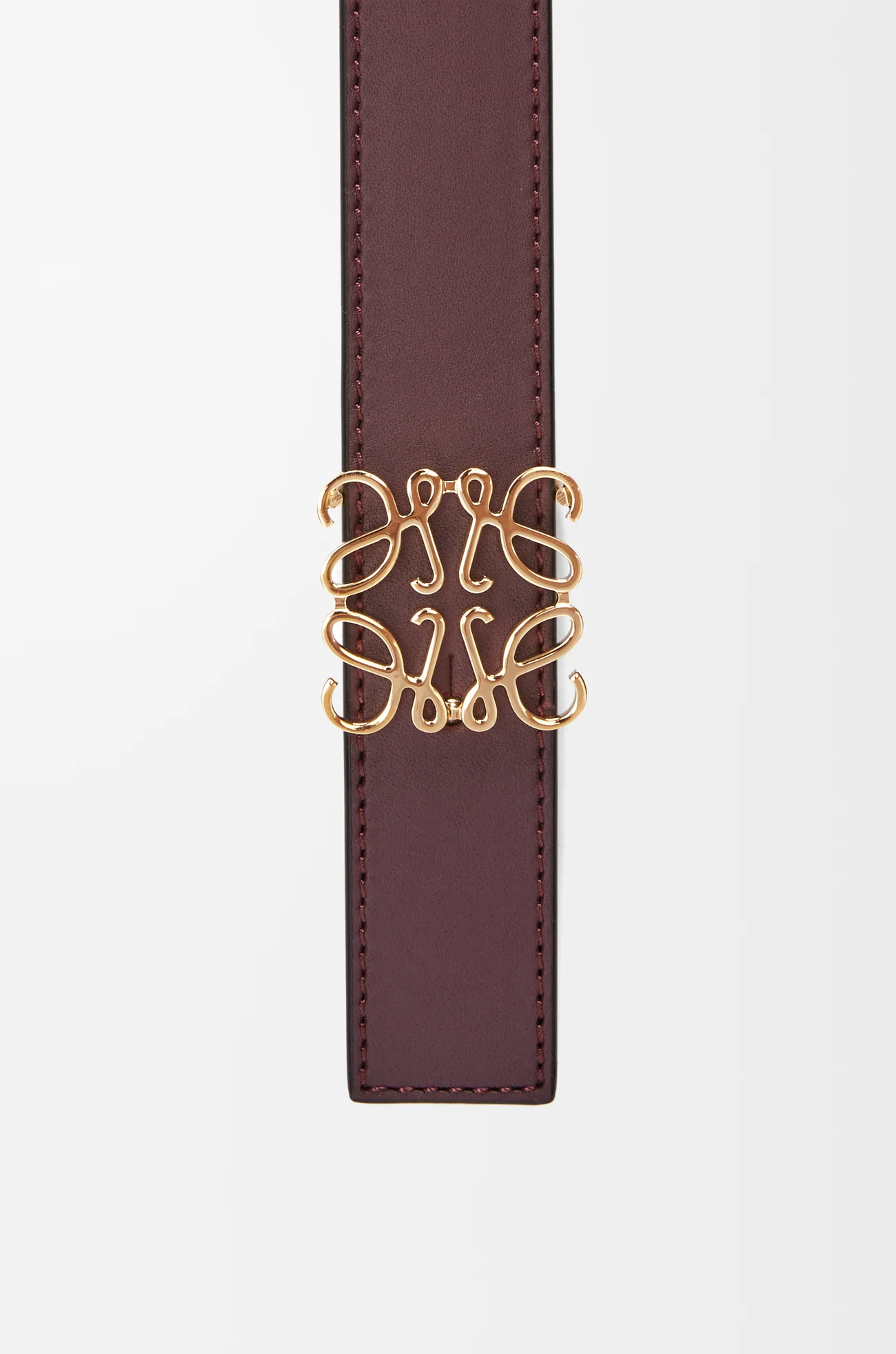 LOEWE リバーシブル アナグラム ベルト（スムースカーフ） バーガンディ/ゴールド