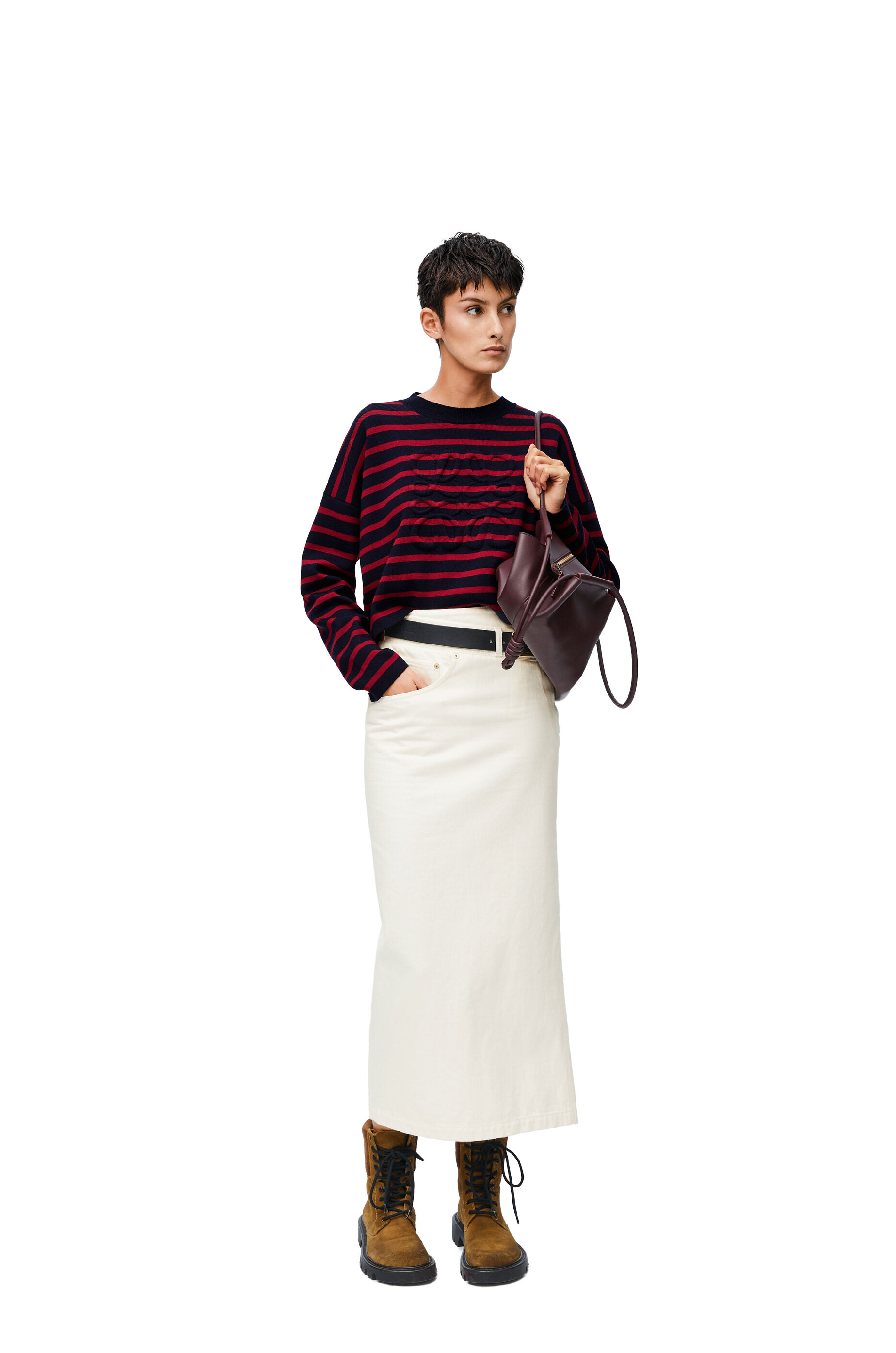 Deconstructed skirt in denim White LOEWE