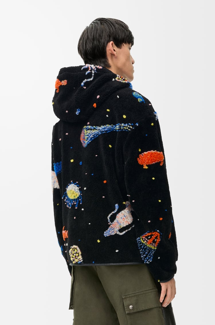 LOEWE Hooded jacket in technical fleece Black/Multicolor