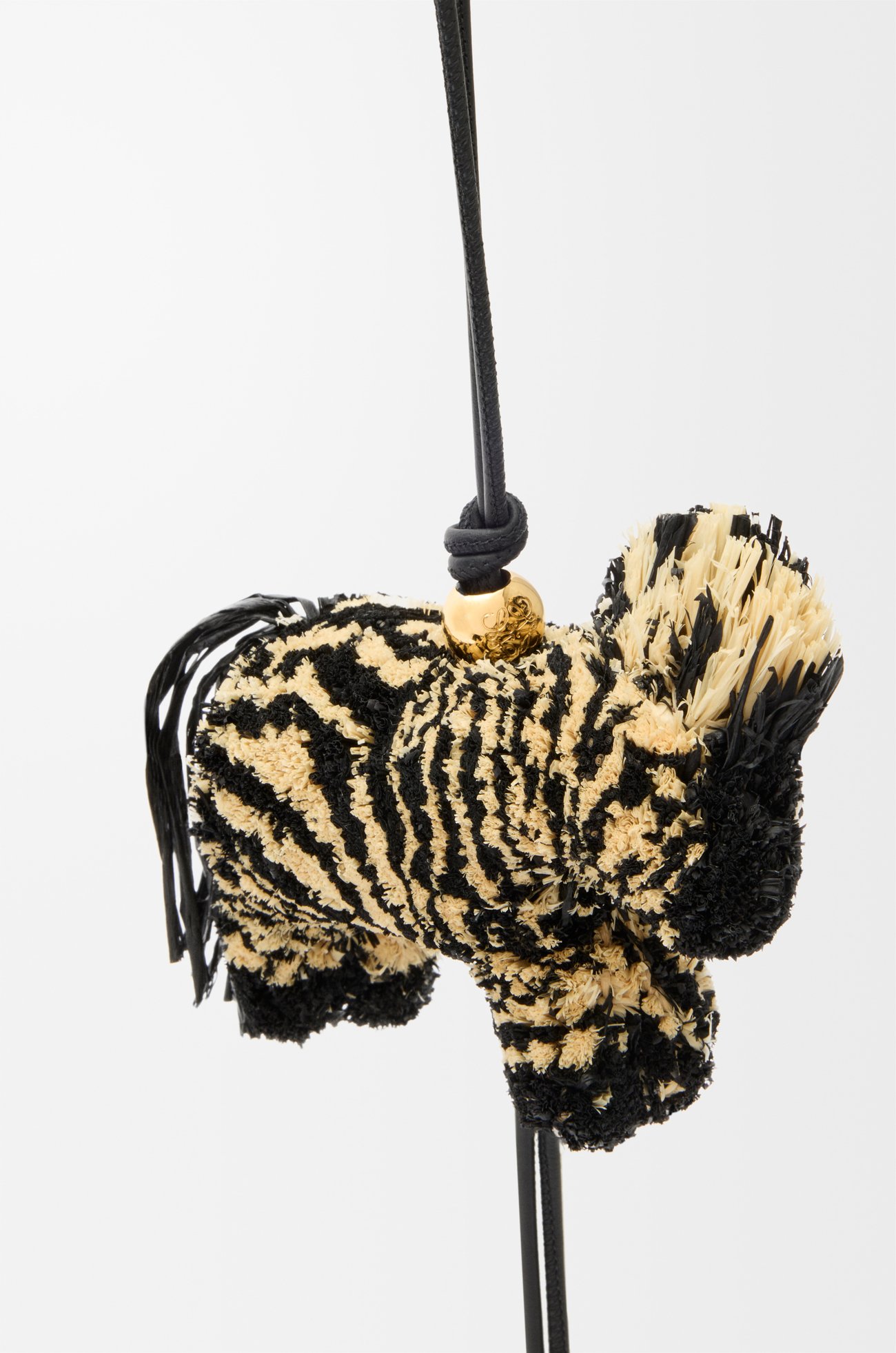 LOEWE Zebra charm in raffia and calfskin Natural/Black