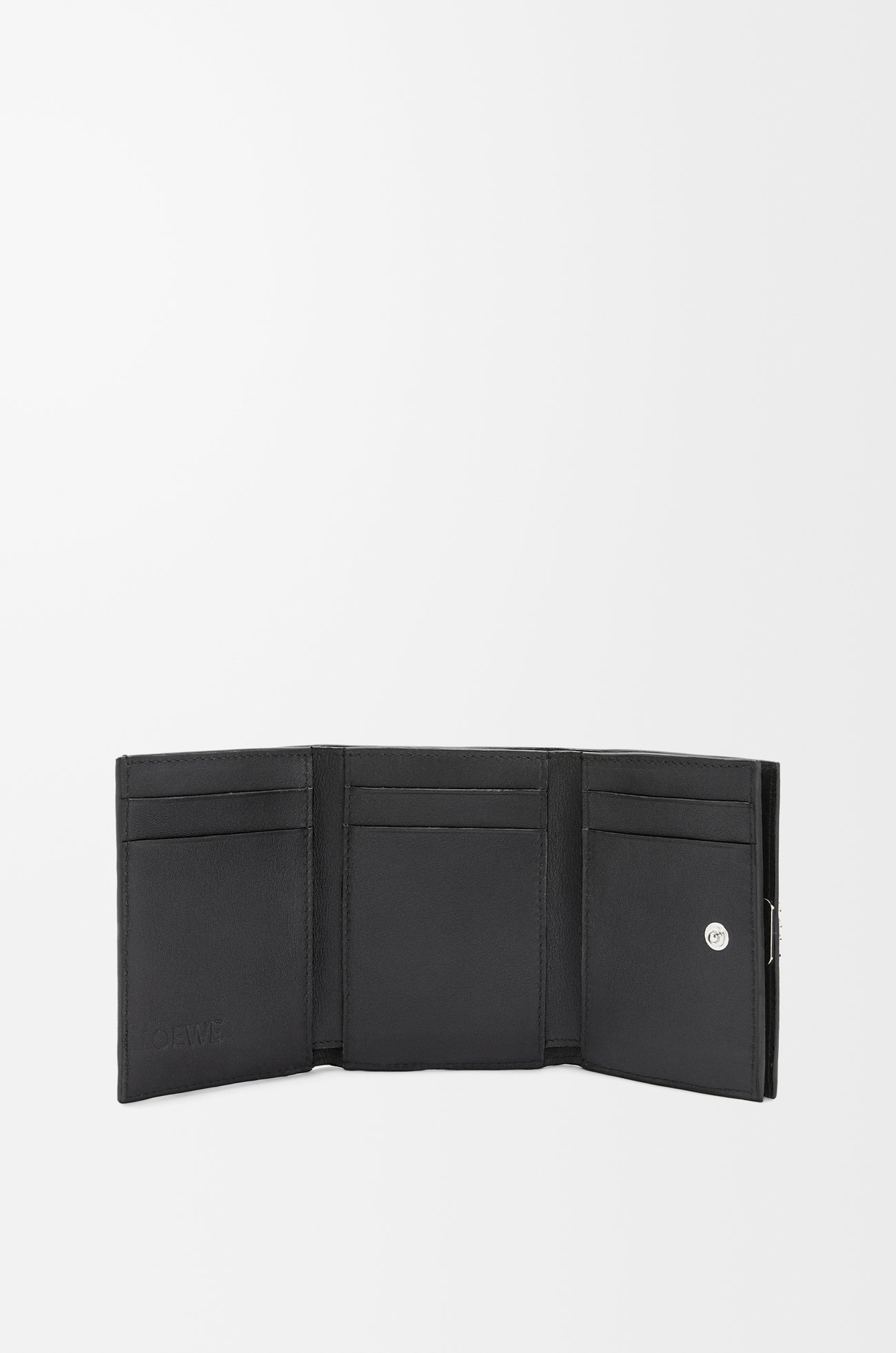 LOEWE Anagram trifold wallet in pebble grained calfskin Black