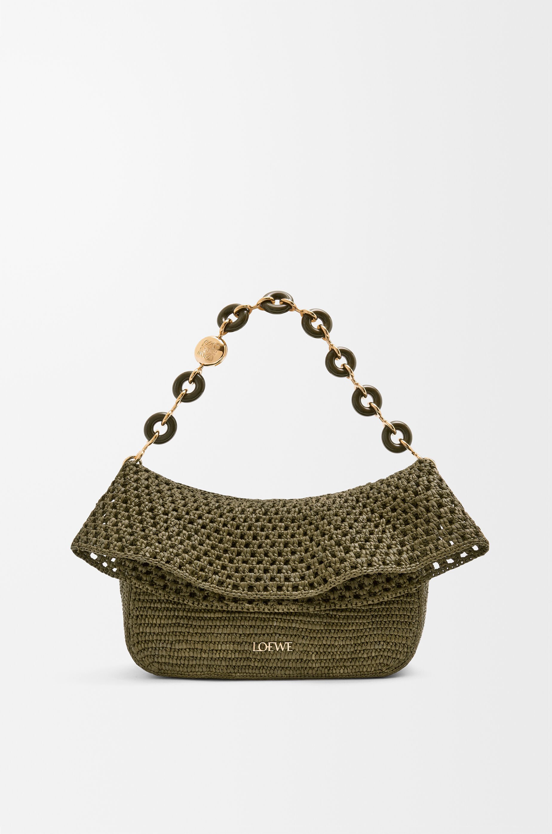 オラ バッグ ミディアム（ラフィア&カーフ） グリーン - LOEWE