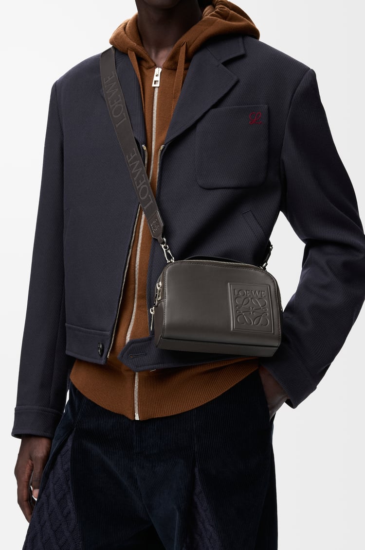 LOEWE Mini crossbody camera bag in satin calfskin Dark Grey