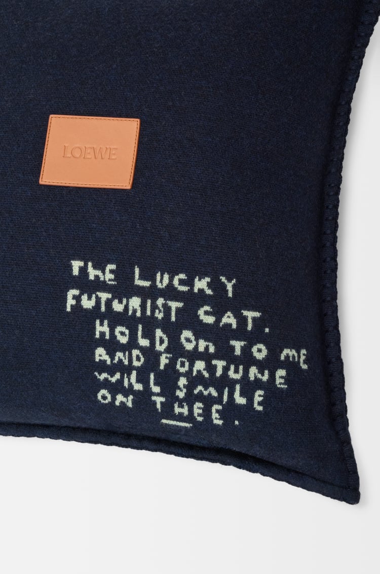 LOEWE Cushion in wool Dark Navy Blue